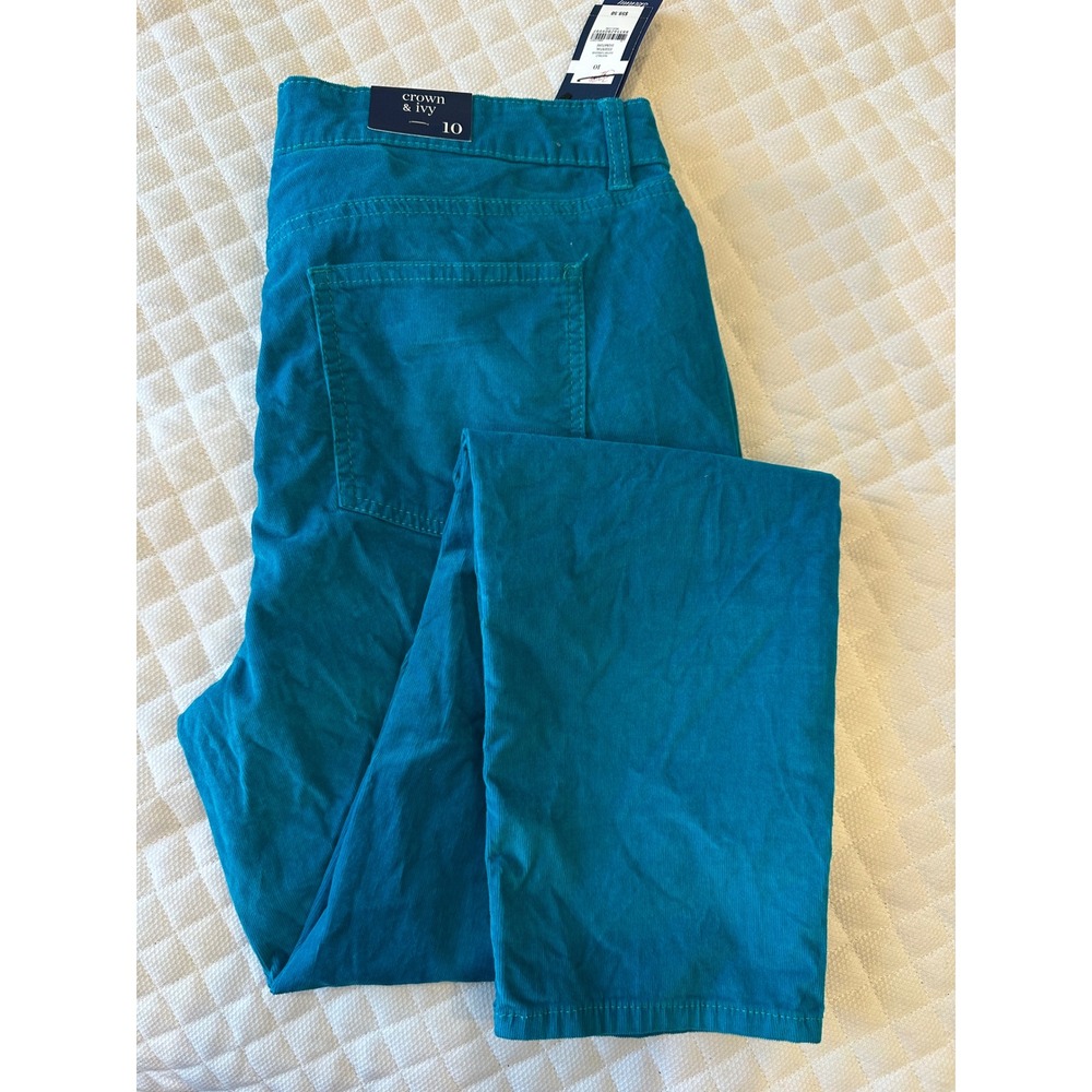 Crown & Ivy Guitar Turquoise Corduroy Skinny Pants Womens 10 Essential Signature